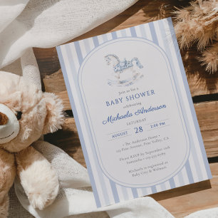 Convite Chuva de Benção de Bebê Menino Cavalo de Balanço e