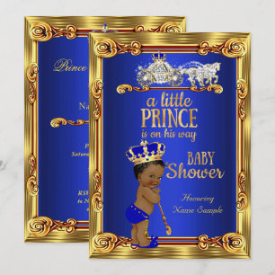 Convite Chuva de Benção para o Príncipe Azul Real Dourado 