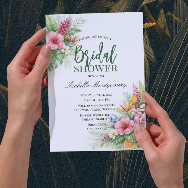 Convite Chuva de Benção Tropical (Tropical Bridal Shower Invitations
)