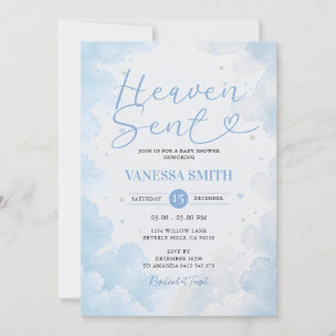 Convite Chuva de Bênçãos - Baby Shower Menino Céu Azul