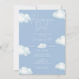 Convite Chuva de Bênçãos Baby Shower Nuvem Azul
