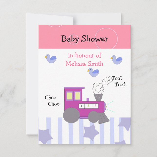 Convite Chuva de Bençãos Baby Shower Trem (Frente)