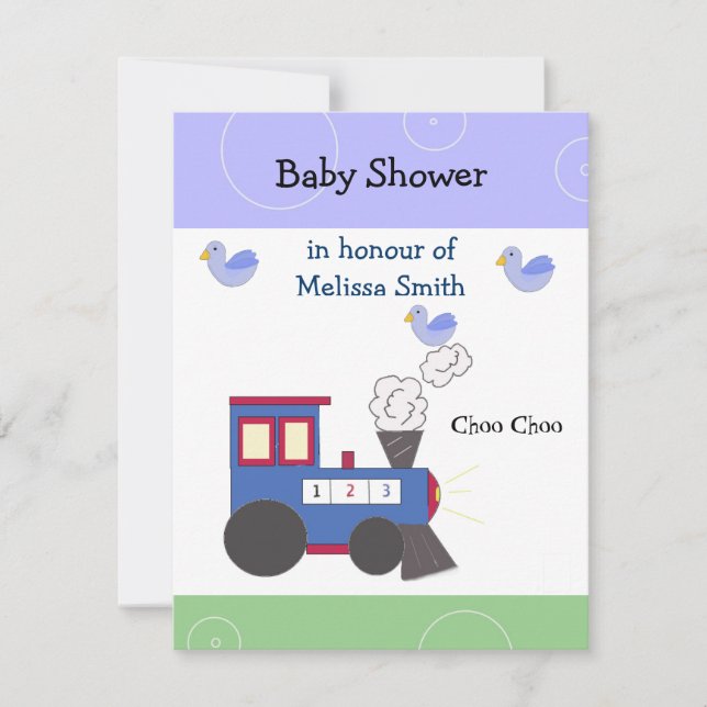 Convite Chuva de Bençãos Baby Shower Trem (Frente)