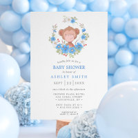 Chuva de Bênçãos Bebê Menino Floral Macaco Azul