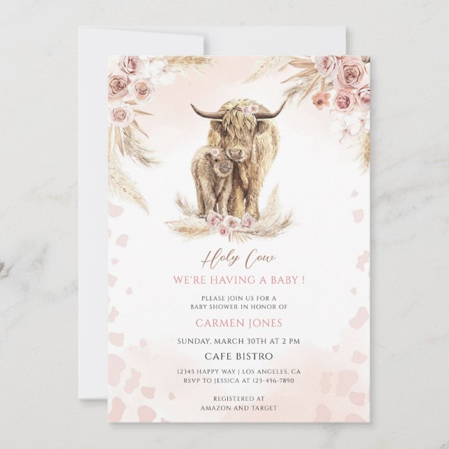 Convite Chuva de Bênçãos Boho Baby Shower (Frente)