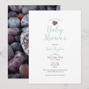 Convite Chuva de Bênçãos / Ch Shower de Bebê Pebble Heart