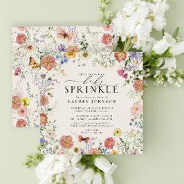 Convite Chuva de Bênçãos de Bebê com Floral de Flores Silv
