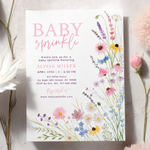 Convite Chuva de Bênçãos de Bebê com Flores Silvestres do