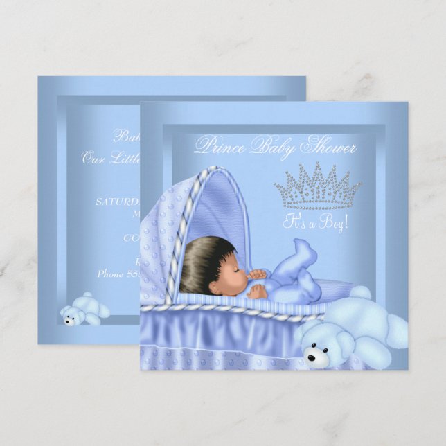 Convite Chuva de Bênçãos de Bebê Menino Príncipezinho Afro (Frente/Verso)