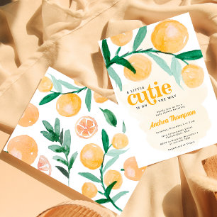 Convite Chuva de Bênçãos do Bebê Laranja Cítrico
