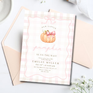 Convite Chuva de Bênçãos do Pequeno Abóbora Rosa de Outono