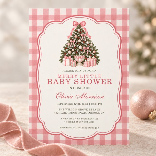 Convite Chuva de Bênçãos Festa de Bebê Árvore de Natal com (Criador carregado)