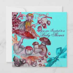 CONVITE CHUVA DE BENÇÃOS FOLLET, COGUMELOS MENINO AZUL BAB