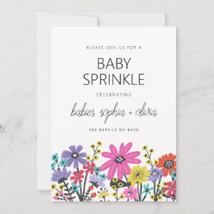 Convite Chuva de Bênçãos Gêmeos de Flores Silvestres Boho