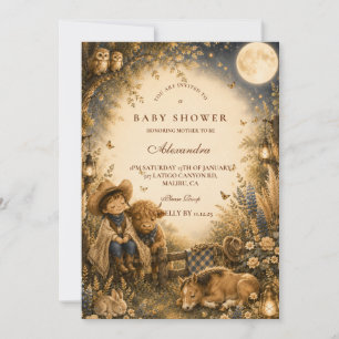 Convite Chuva de Bênçãos Infantil Ocidental Boho Menino