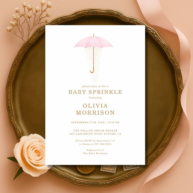 Convite Chuva de Bênçãos Menina Rosa Baby Shower (Criador carregado)