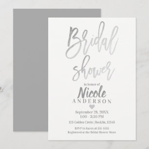Convite CHUVA DE BENÇÃOS Nupcial Moderno Script Elegante F