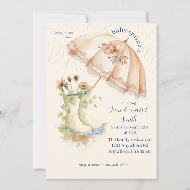 Convite Chuva de Bênçãos para Bebê (Frente)