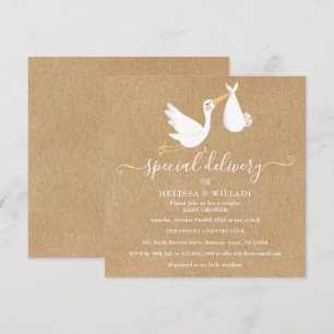 Convite Chuva de Bênçãos para o Bebê de Casal / Presente E