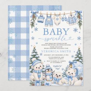 Convite Chuva de Bênçãos para o Bebê de Inverno animais ár