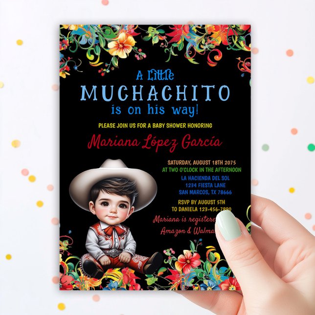 Convite Chuva de Bênçãos para o Bebê Muchachito Charro (Criador carregado)