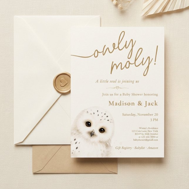 Convite Chuva de Bênçãos para o Bebê Owly Moly (Owly Moly Baby Shower Invitation)