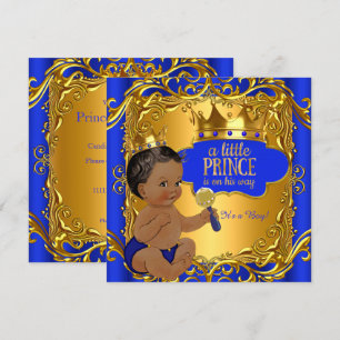 Convite Chuva de Bênçãos para o Bebê Príncipe Azul Ouro Et