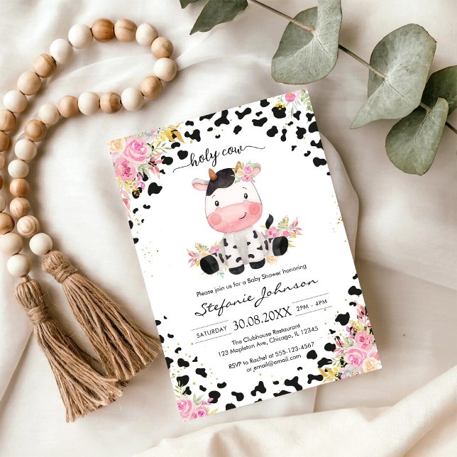 Convite Chuva de Bênçãos Rosa Floral Chá de Bebê Cowgirl (Criador carregado)