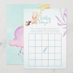 Convite Chuva de Bingo para Chá de Bebê Menino com Rinocer