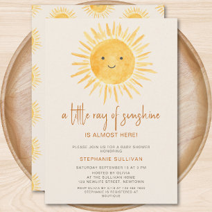 Convite Chuva de Boho Um Pequeno Raio de Sol Baby Shower
