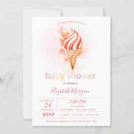 Convite Chuva de Bolinhas de Sorvete Baby Shower