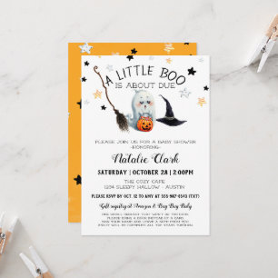 Convite Chuva de Boo Baby Shower Abóbora Fantasma Hallowee