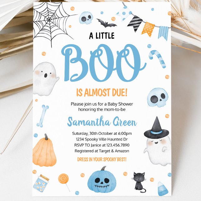 Convite Chuva de Boo Baby Shower Azul (Criador carregado)