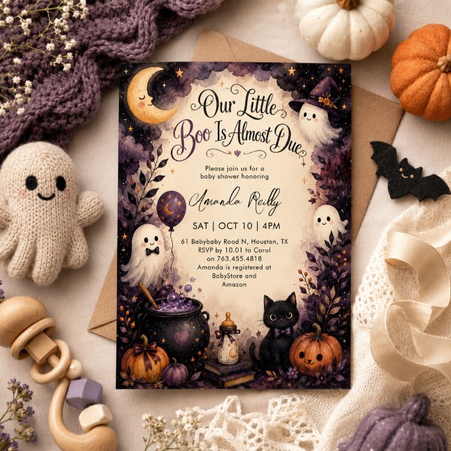 Convite Chuva de Boo de Halloween para Bebê Fofo  (Criador carregado)
