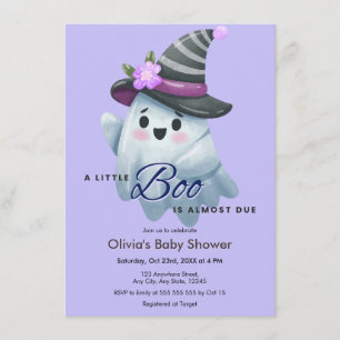 Convite Chuva de Boo de Halloween para Bebê Menina Roxa
