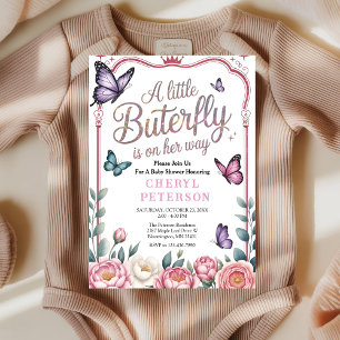 Convite Chuva de Borboletas Baby Shower