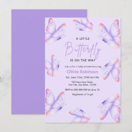Convite Chuva de Borboletas Baby Shower Roxa