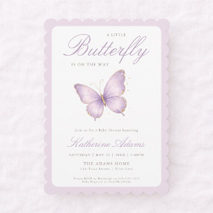 Convite Chuva de Borboletas de Lavanda Simples para o Baby