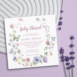 Convite Chuva de Borboletas e Flores Silvestres no Baby Sh