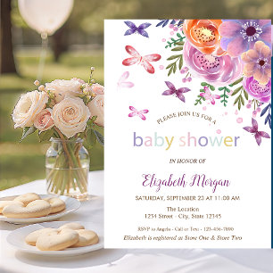 Convite Chuva de Borboletas Floral Baby Shower