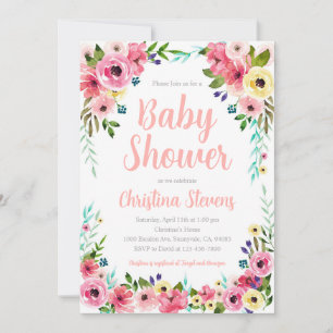 Convite Chuva de Brilho Baby Shower Floral