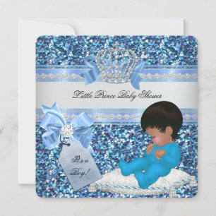 Convite Chuva de Brilho Baby Shower Menino Azul Pequeno Pr