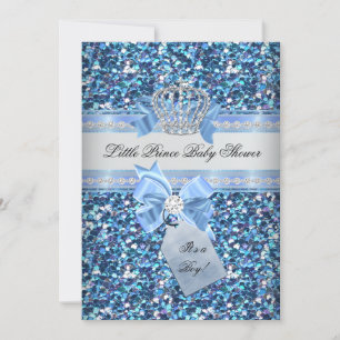 Convite Chuva de Brilho Baby Shower Menino Azul Pequeno Pr