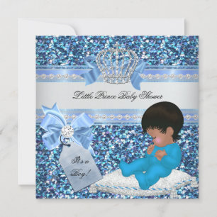 Convite Chuva de Brilho Baby Shower Menino Azul Pequeno Pr