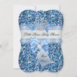 Convite Chuva de Brilho Baby Shower Menino Azul Pequeno Pr
