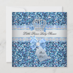 Convite Chuva de Brilho Baby Shower Menino Azul Pequeno Pr