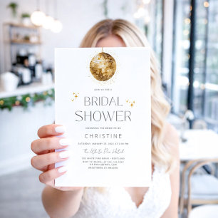 Convite Chuva de Brilho Bola de Discoteca Chá de Noiva