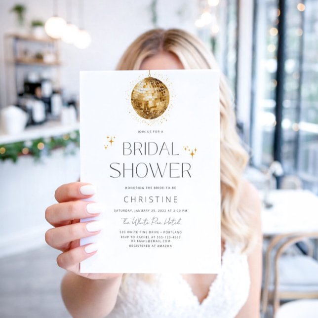 Convite Chuva de Brilho Bola de Discoteca Chá de Noiva (Criador carregado)