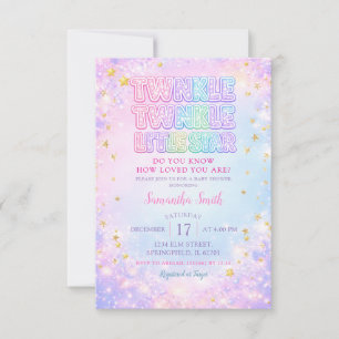 Convite Chuva de Brilho Brilha Brilha Estrelinha Aniversár