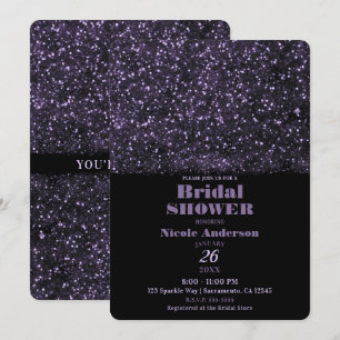 Convite Chuva de Brilho Roxa Luzes Brilhantes Chá de Noiva